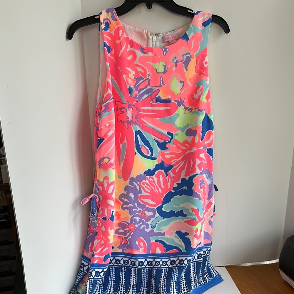 Lilly Pulitzer Floral Print Midi Dress - Pink and Blue